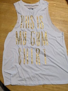 Chin Up Apparel White Tank with Gold Foil Text